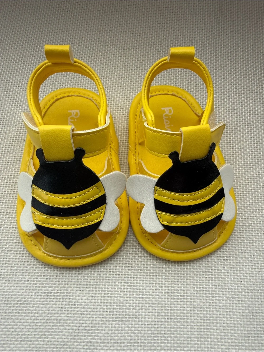 Gold Glitter Mary Jane & Yellow Bee Sandal Pair for babies Size 0-9 months NWOT